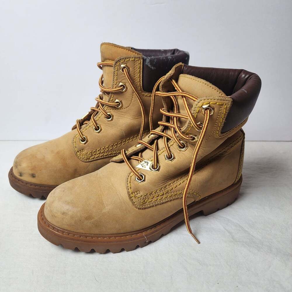 Havana Joe Leather Lace Up Work Boots Tan Brown Women's size 9